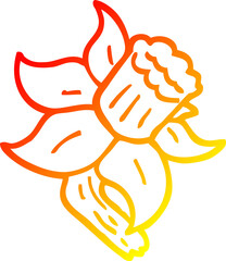 warm gradient line drawing cartoon daffodil