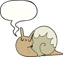 cute cartoon snail and speech bubble