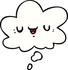 happy cartoon face and thought bubble
