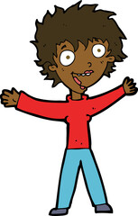 cartoon excited woman