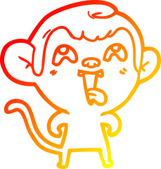 warm gradient line drawing crazy cartoon monkey