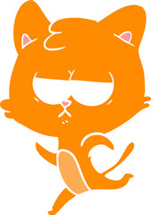bored flat color style cartoon cat