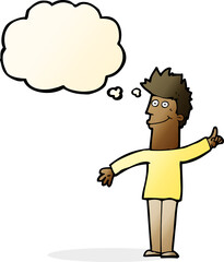 cartoon man with idea with thought bubble