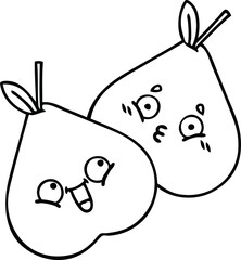 line drawing cartoon green pear