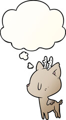 cartoon deer and thought bubble in smooth gradient style