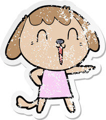 distressed sticker of a cute cartoon dog