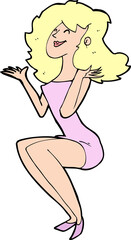 cartoon attractive woman sitting