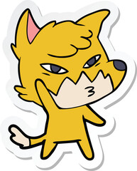 sticker of a clever cartoon fox