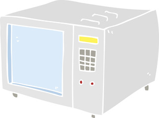 flat color illustration of a cartoon microwave