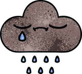 retro grunge texture cartoon storm rain cloud
