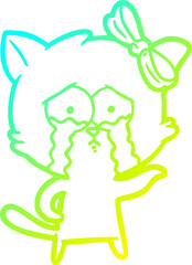 cold gradient line drawing cartoon cat