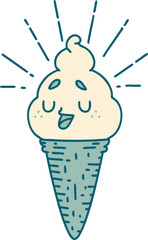 traditional tattoo style ice cream character