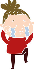 flat color style cartoon crying woman