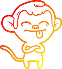 warm gradient line drawing funny cartoon monkey