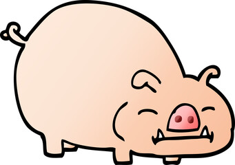 vector gradient illustration cartoon pig