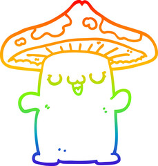rainbow gradient line drawing cartoon mushroom creature