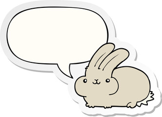 cartoon rabbit and speech bubble sticker