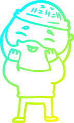 cold gradient line drawing cartoon happy bearded man