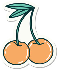 tattoo style sticker of cherries