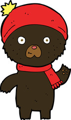 cartoon waving black bear