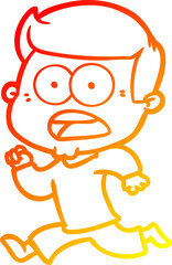 warm gradient line drawing cartoon shocked man