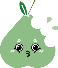 flat color retro cartoon pear