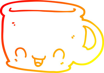 warm gradient line drawing cartoon cup of coffee