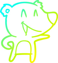 cold gradient line drawing laughing bear cartoon