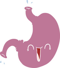 flat color style cartoon happy stomach