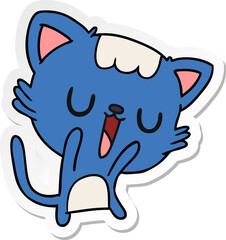 sticker cartoon of cute kawaii cat
