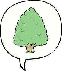 cartoon tall tree and speech bubble