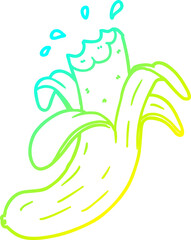 cold gradient line drawing cartoon bitten banana