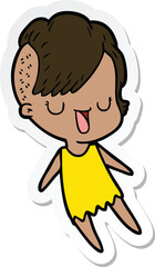 sticker of a cute cartoon girl with hipster haircut