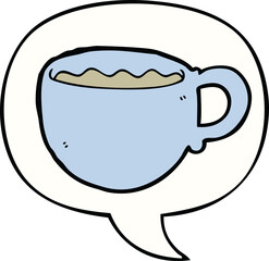 cartoon coffee cup and speech bubble
