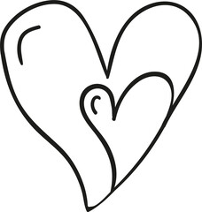 Two heart hand draw outline style