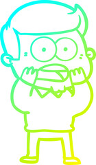 cold gradient line drawing cartoon shocked man