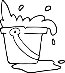 line drawing cartoon water and bucket