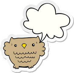 cartoon owl and speech bubble sticker