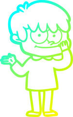 cold gradient line drawing happy cartoon man