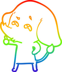 rainbow gradient line drawing cartoon elephant remembering