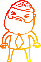 warm gradient line drawing cartoon man with beard
