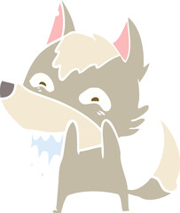 flat color style cartoon hungry wolf
