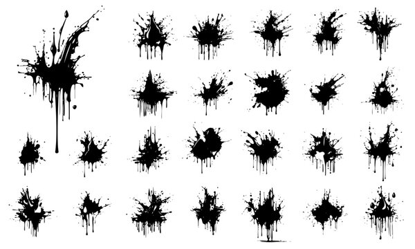 Ink drops and splashes. Blotter spots.