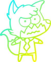 cold gradient line drawing cartoon annoyed fox