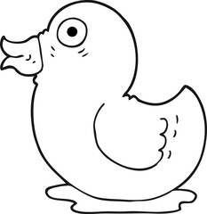 black and white cartoon rubber duck