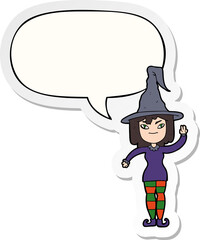 cartoon witch and speech bubble sticker