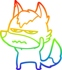 rainbow gradient line drawing cartoon annoyed wolf