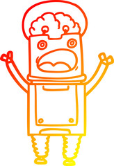 warm gradient line drawing cartoon robot