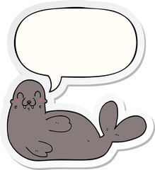 cartoon seal and speech bubble sticker