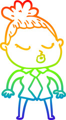 rainbow gradient line drawing cartoon calm woman